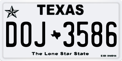 TX license plate DOJ3586