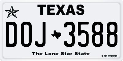 TX license plate DOJ3588