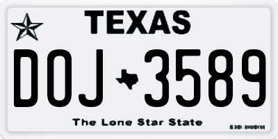 TX license plate DOJ3589