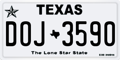 TX license plate DOJ3590
