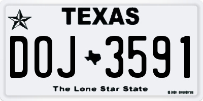 TX license plate DOJ3591