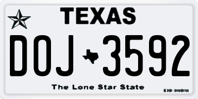 TX license plate DOJ3592