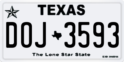 TX license plate DOJ3593