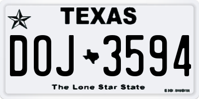TX license plate DOJ3594
