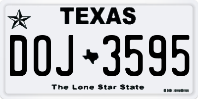 TX license plate DOJ3595