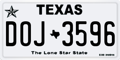 TX license plate DOJ3596