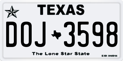 TX license plate DOJ3598