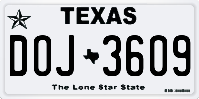 TX license plate DOJ3609