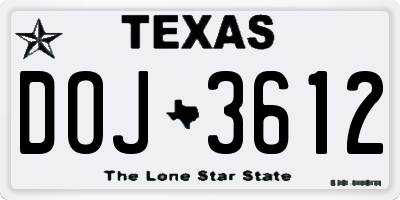 TX license plate DOJ3612