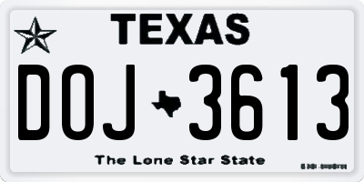 TX license plate DOJ3613