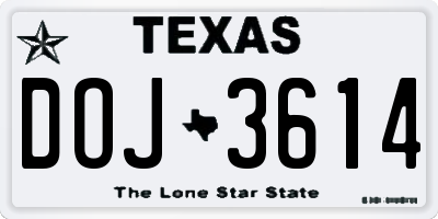 TX license plate DOJ3614