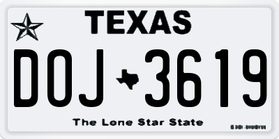 TX license plate DOJ3619