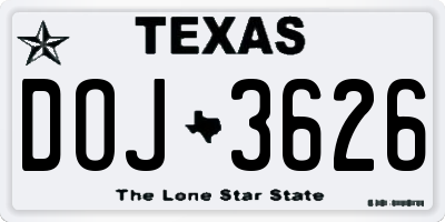 TX license plate DOJ3626