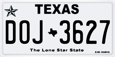 TX license plate DOJ3627