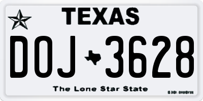 TX license plate DOJ3628
