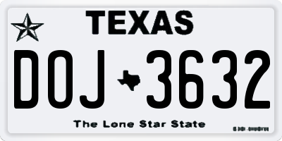 TX license plate DOJ3632