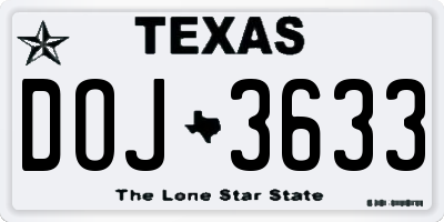 TX license plate DOJ3633