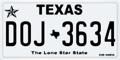 TX license plate DOJ3634
