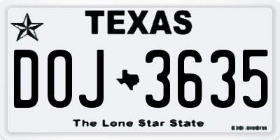 TX license plate DOJ3635