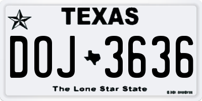 TX license plate DOJ3636