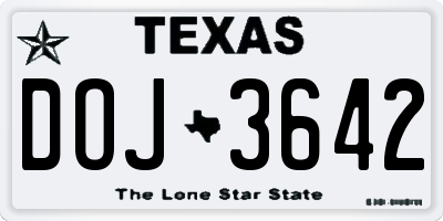 TX license plate DOJ3642