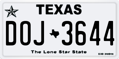 TX license plate DOJ3644
