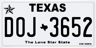 TX license plate DOJ3652