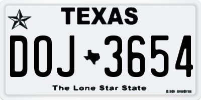 TX license plate DOJ3654