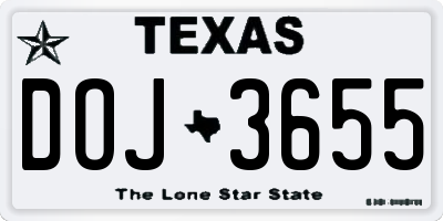 TX license plate DOJ3655