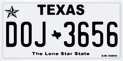 TX license plate DOJ3656