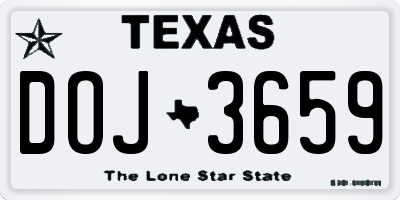 TX license plate DOJ3659