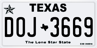 TX license plate DOJ3669