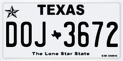 TX license plate DOJ3672