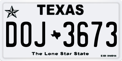 TX license plate DOJ3673