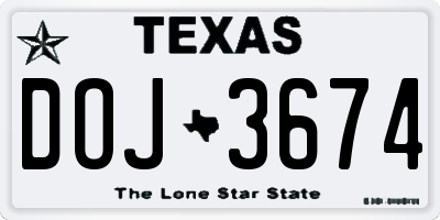 TX license plate DOJ3674