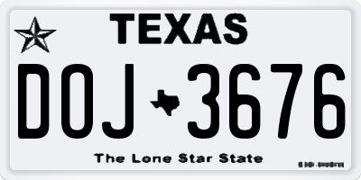 TX license plate DOJ3676