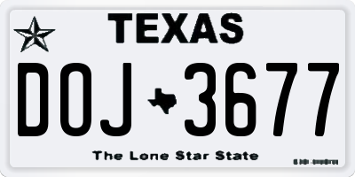 TX license plate DOJ3677