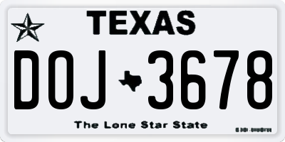 TX license plate DOJ3678