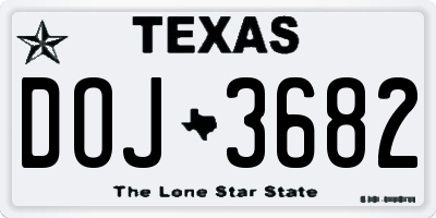 TX license plate DOJ3682