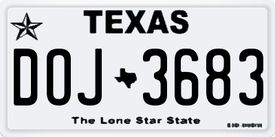 TX license plate DOJ3683