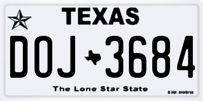 TX license plate DOJ3684