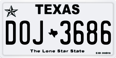 TX license plate DOJ3686
