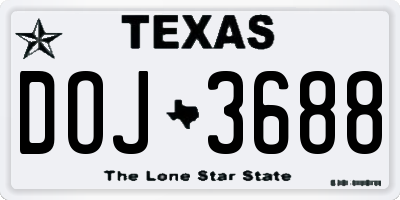TX license plate DOJ3688