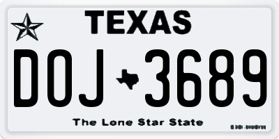 TX license plate DOJ3689