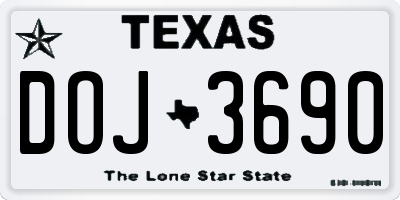 TX license plate DOJ3690