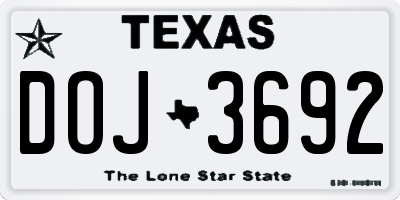 TX license plate DOJ3692