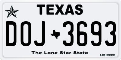 TX license plate DOJ3693