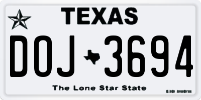 TX license plate DOJ3694
