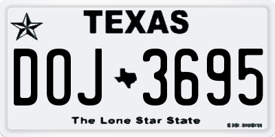 TX license plate DOJ3695