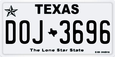 TX license plate DOJ3696